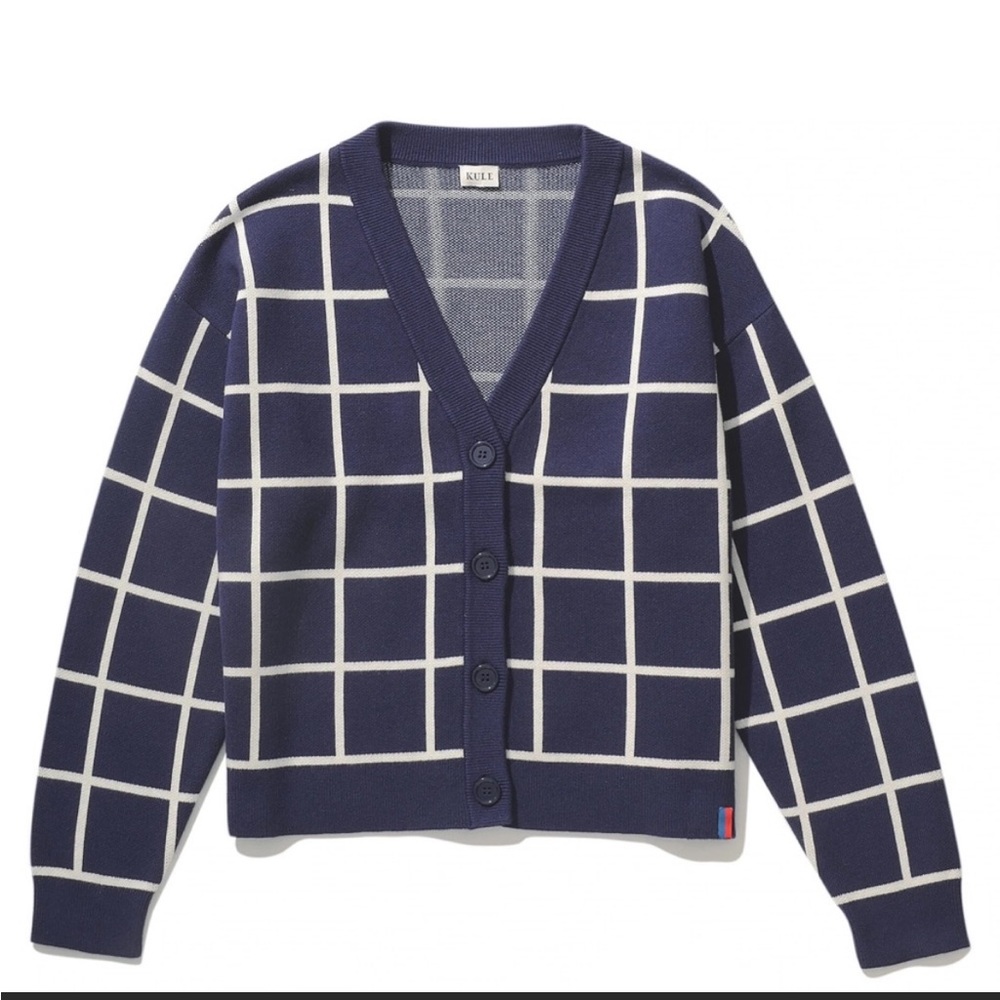 Kule The Digby Blue & Cream Windowpane sweater